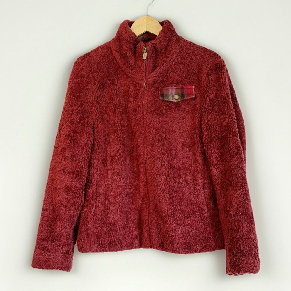 Pendleton Fuzzy Teddy Full Zip Sherpa Jacket Women’s Medium Plaid Lined Cabin